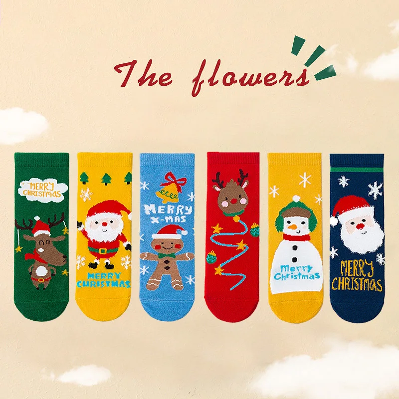 winter warm colorful cute boys girls Christmas gift socks combed cotton baby kids children holiday socks