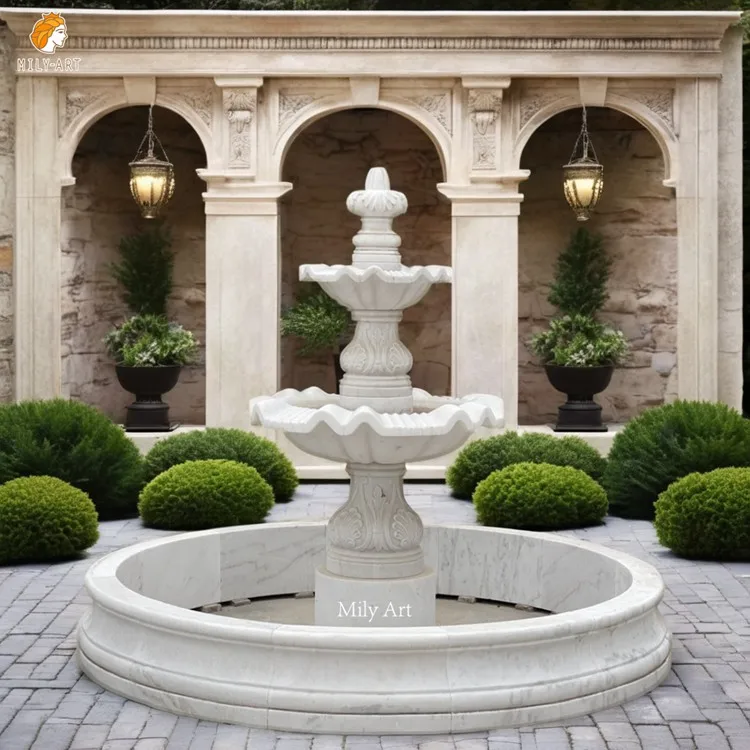 Popular Design Modern Style White Marble Water Fountain for Villa Outdoor Garden