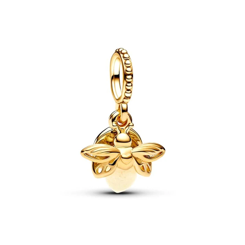 925 Silver Two-tone Adventure Car Bicycle Hot Air Balloon Leaf Firefly Murano Glass Butterfly Golden Beads Fit Pan DIY Bracelet