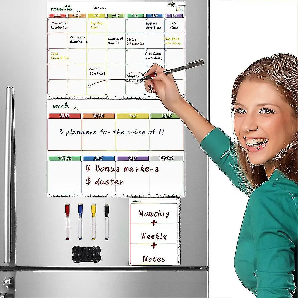 Custom PVC Weekly Fridge Magnets Monthly Daily Magnetic Calendar For Refrigerator Set Refrigerator Magnet