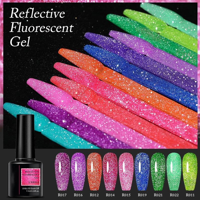7.5ml Reflective Glitter Gel Nail Polish Colorful Sparkling Sequins UV Nail Gel Soak Off UV LED Varnish Nail Art Decoration