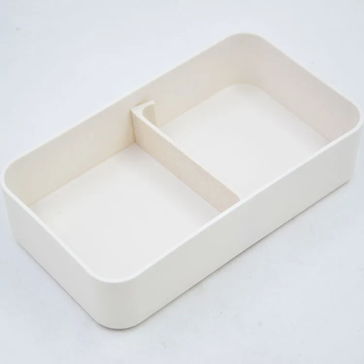 2 Compartment Eco Friendly Double Layer Plastic Bread Lunch Bento Box 1200Ml