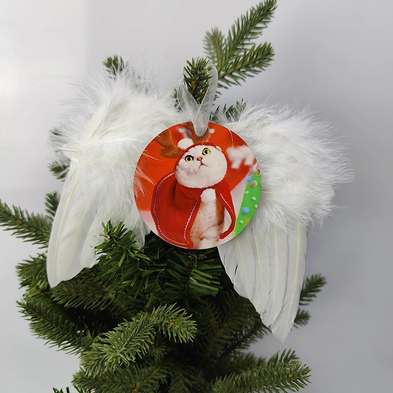 Sublimation Angel Wing Ornaments MDF plate Christmas Decoration Sublimation Feather Angel Wing Ornament