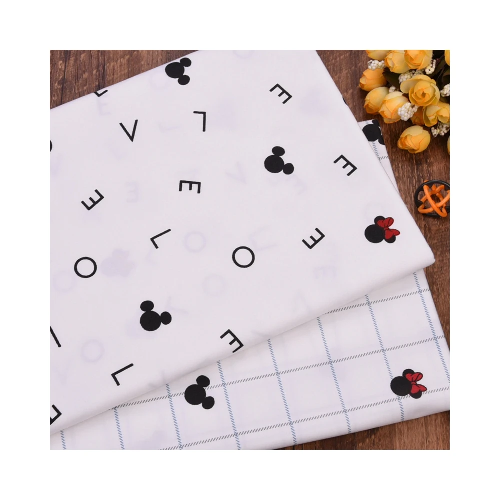 Mickey Mouse printed cotton twill, DIY patchwork for baby bedding