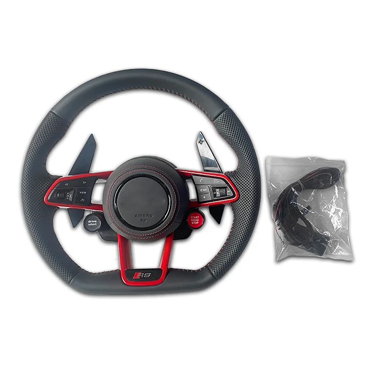 Custom Sports Style Carbon Fiber Steering Wheel for Audi Models R8 TT A1 A3 A4 A5 A6 A7 A8 Q5 Q7 TTRS with Real Leather Material