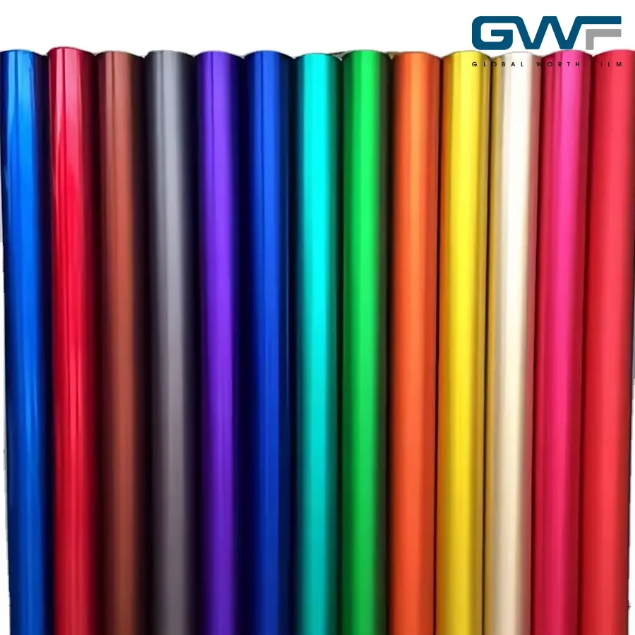 PVC Material Matt Chrome Metallic Pink/Red/Orange Car Wrap Vinyl Film Stickers 1.52*17m/Roll