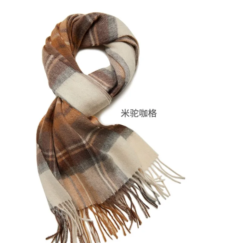 Custom Blue Plaid Winter Merino 100% Wool Scarf for Women Check Shawl Ethnic Wool Scarves