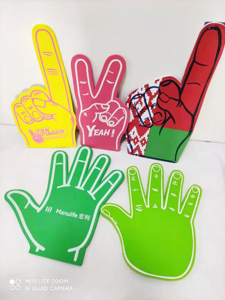 Высококачественные зеленые перчатки для пальцев из вспененного этилвинилацетата, рекламные варежки с индивидуальным дизайном