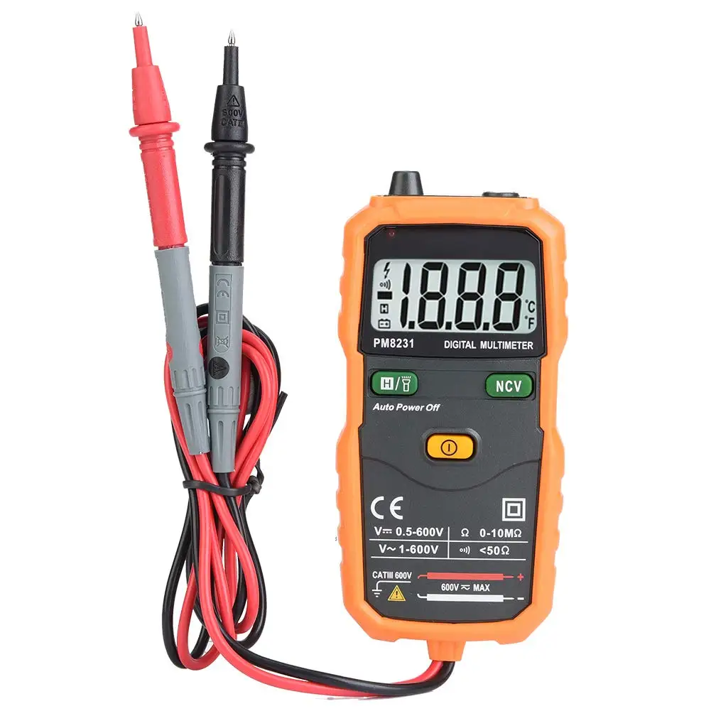 PEAKMETER PM8231 Мини автоматический цифровой ЖК-дисплей 2000 подсчитывает дисплей Бесконтактный цифровой мультиметр тест напряжения тока тестер сопротивления