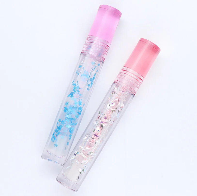 7.8ml Empty Transparent Lipgloss Tube Custom logo Cosmetic Packaging Pink Lip Gloss Tube With Boxs