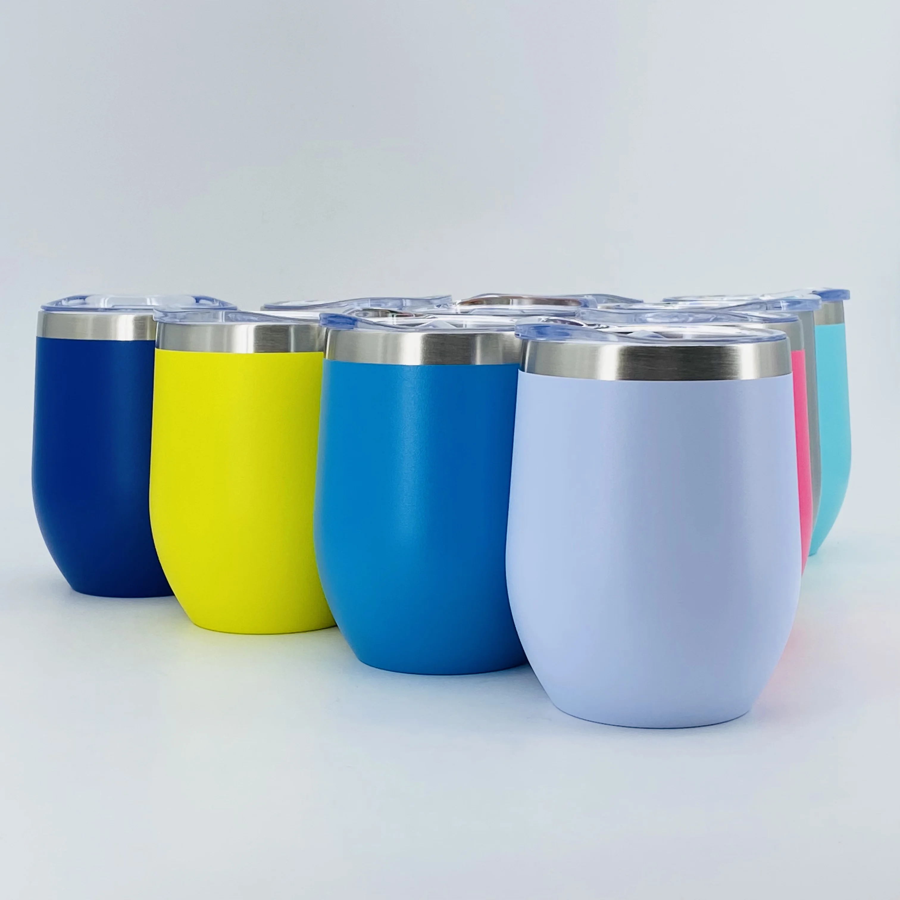 Wholesale High Quality 12oz Wine Glass Tumbler Powder Coated Insulated Stainless Steel Logo Customizable Insulated Wine Tumblers