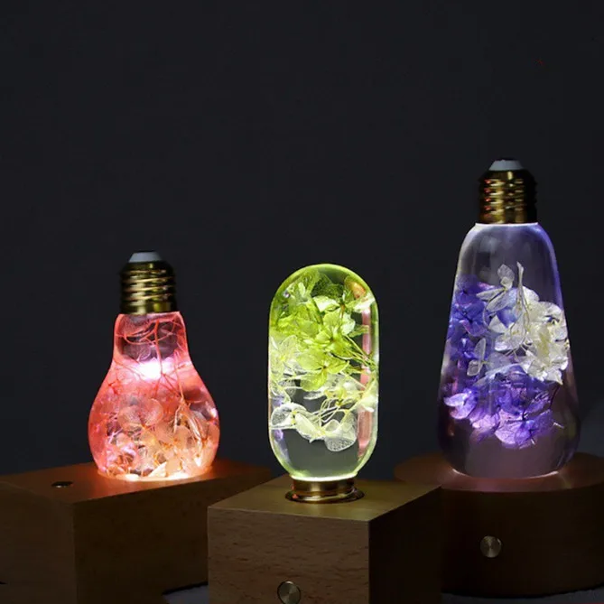 New Resin Art LED Night Light Diy Dried Flowers Epoxy Resin Light Bulb Home Decoration Table Lamp Special Holidays Gift ideas