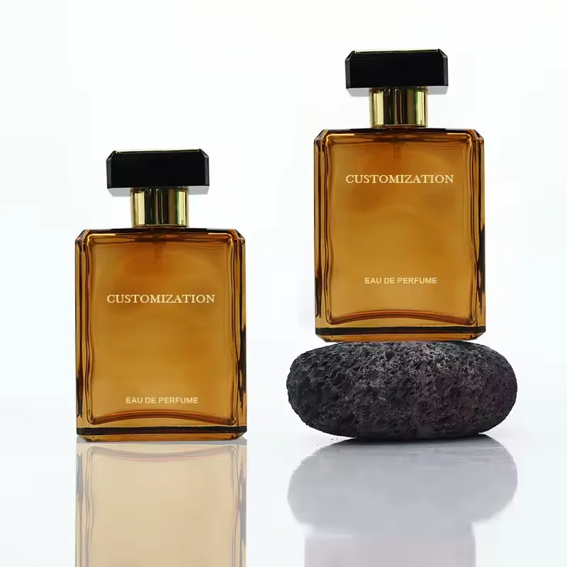 Luxury Travel Refill Amber Square Perfume Bottles 100ml Empty Perfume Bottle Packaging