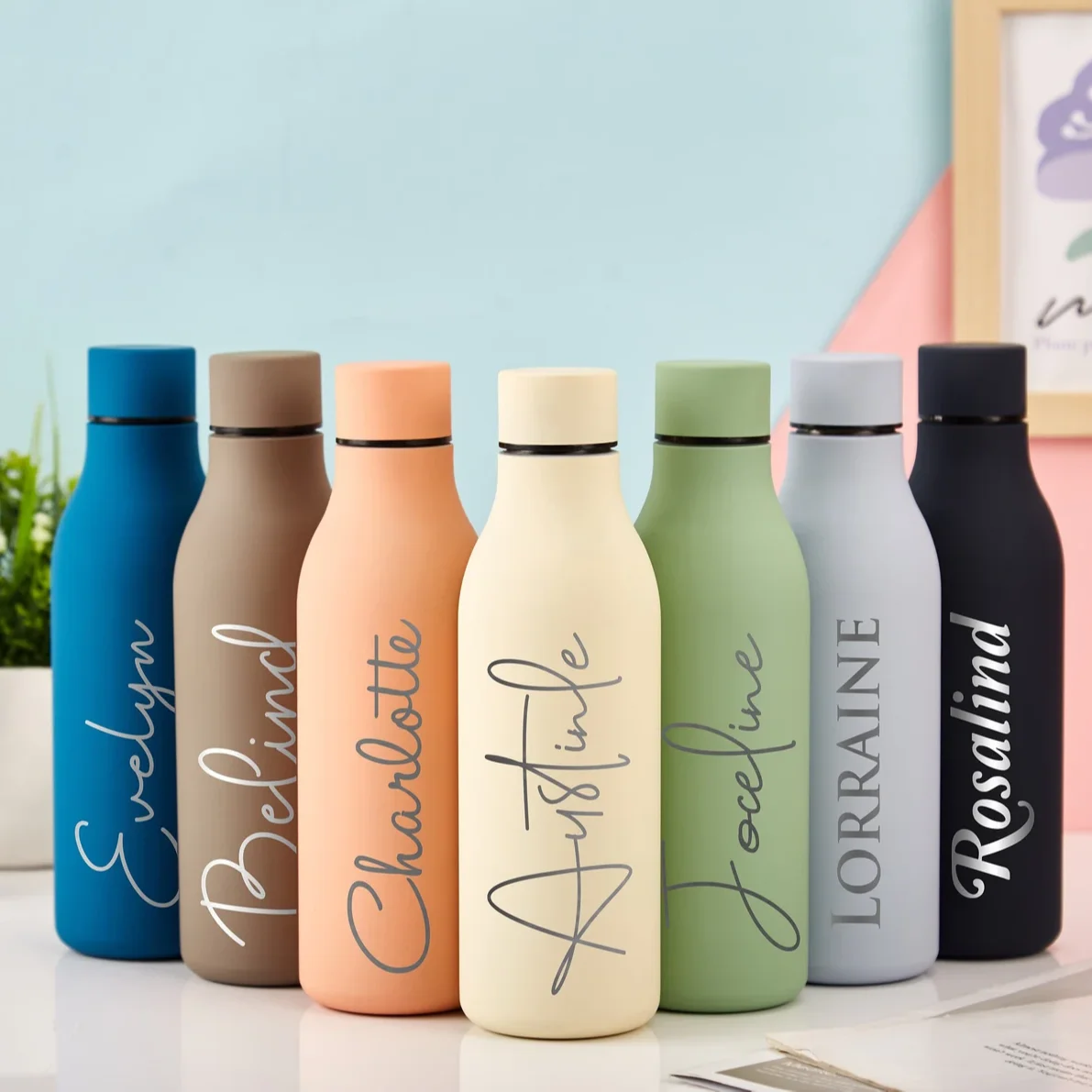 Credrink 20oz Personalized Water Bottle Engraved Bottles Bridesmaid Tumblers  Insulated Bottle,Wedding Tumblers, Name Bottless