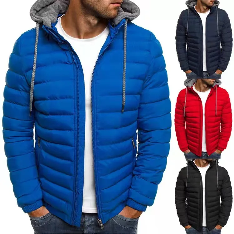 Winter New Design Men Casual  Warm Outwear Jackets  Cotton Padded Hooded Thick Coats For Men