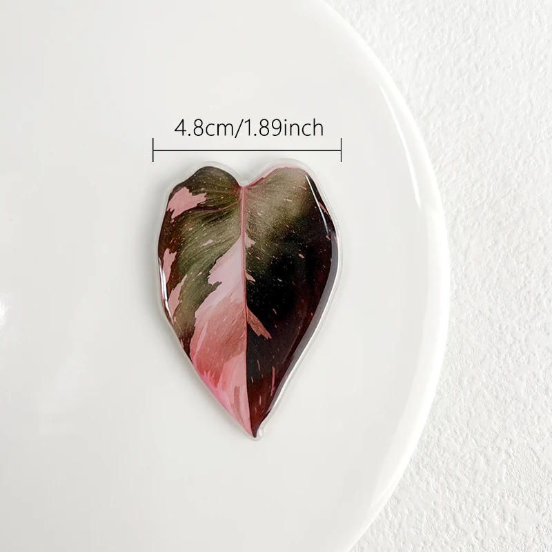 Plant leaf acrylic fridge magnets Simulation of pink Princess leaves high quality glue dropping process