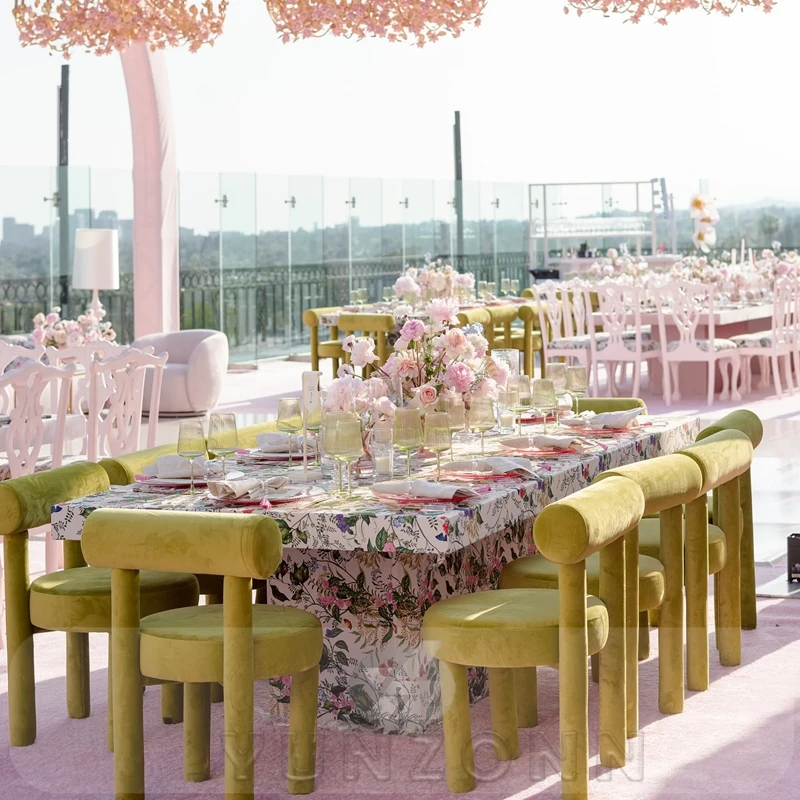 Modern Nordic Design Living Room Furniture Round Cafe Chair Customized Hotel Bedroom White Velvet Fabric Panda  Dining Chair