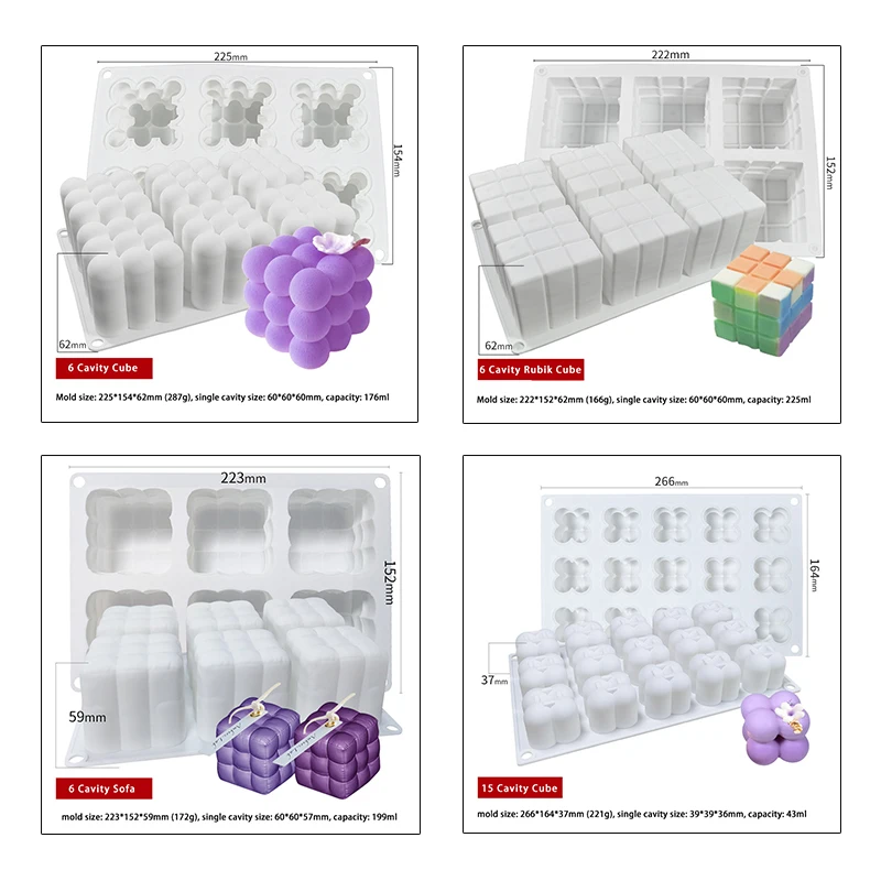 Ручная работа DIY 6 полостей 3d Кубик Рубика форма для изготовления свечей