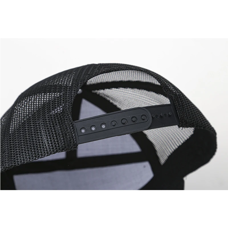 Customized Full Black Hat Mens  Trucker Cap  Seven Panel Snapback Hat With 7 Panel