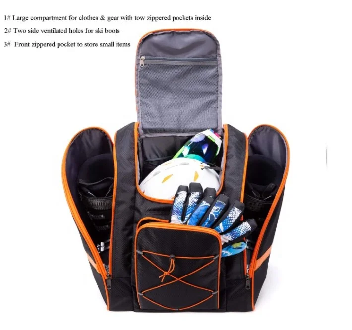 Factory Custom Logo Ski Boot Bag Skiing and Snowboarding Travel ski Backpack bag