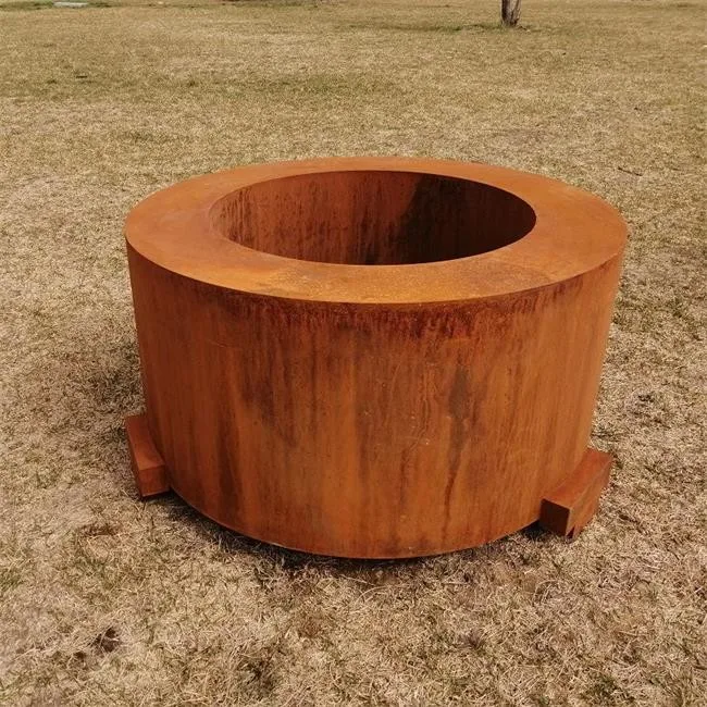 Factory Price Camping Outdoor Wooden Burner Heating Corten Steel Fire Pit With Cooking Grill