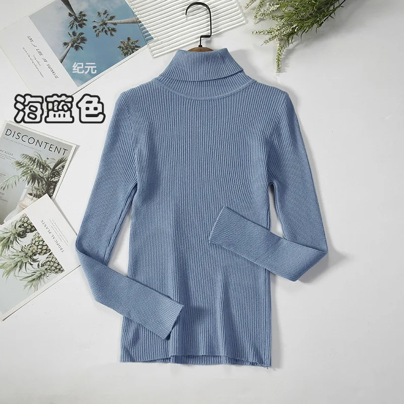 Women Sweater Winter Slim Fit Pullover Warm Jumper Korean Style High Neck  Turtleneck Solid Color Knitted Sweater