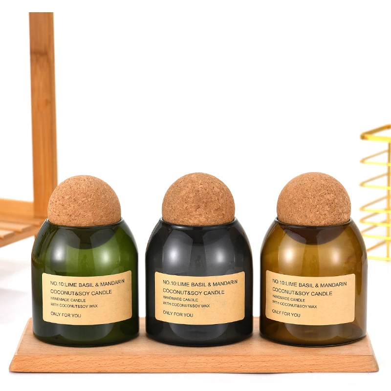 Luxury Heat-resistant 13oz 15oz High Borosilicate Material Empty Glass Candle Jars with Cork Lid