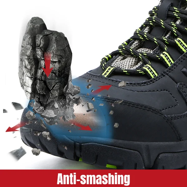 LARNMERN Men Safety Shoes S1P Breathable Steel Toe Shoes Protective Work Shoes SRA Anti-slip Anti-static