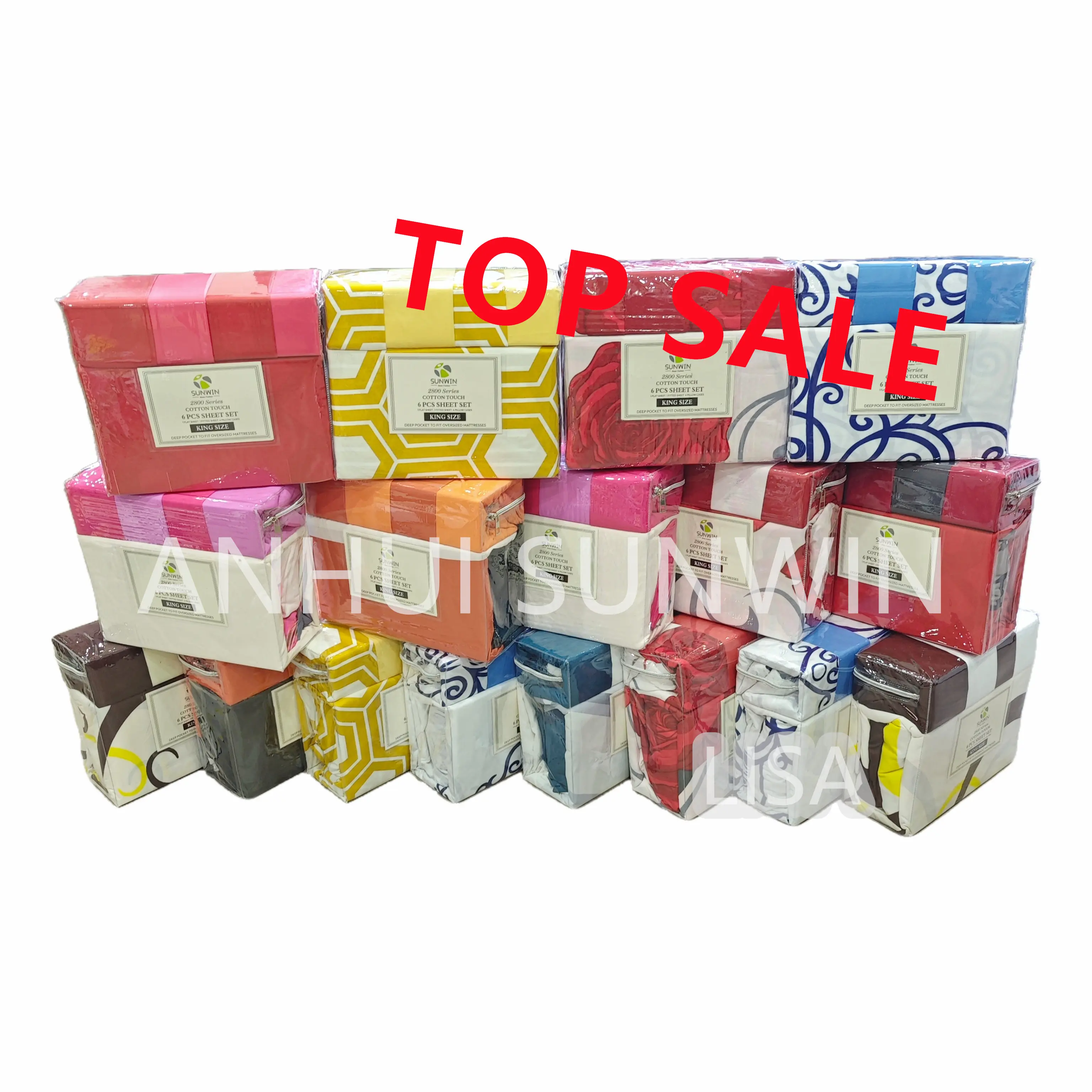 2800 Series Ready to Ship 6Pieces Sheet Set with Pillowcases in King Size Microfiber 75-100GSM High Quality for Hotel