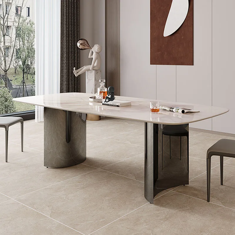 Home Fashion Dining Table Modern Stainless Steel Dinner Table with Chairs for Living Room Dining Table Set