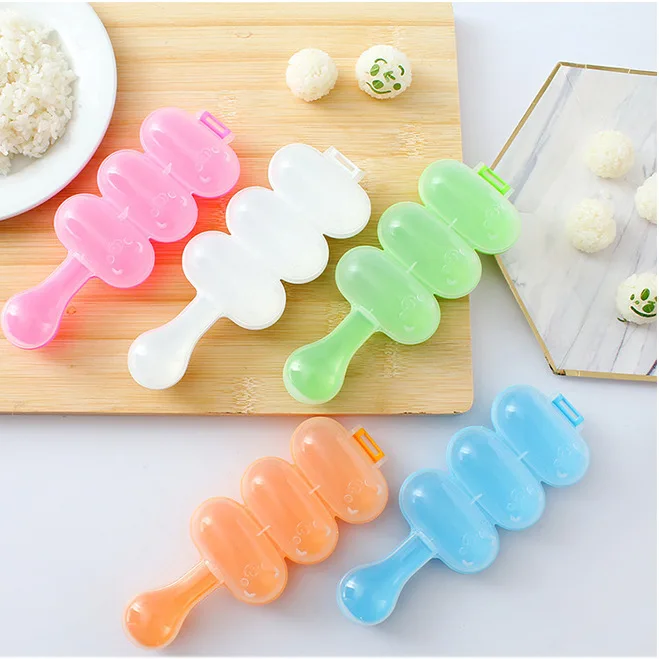 Cute diy baby kitchen baking feeding tool mould cartoon 3 small ball shake maker sushi rice ball molds for kid children