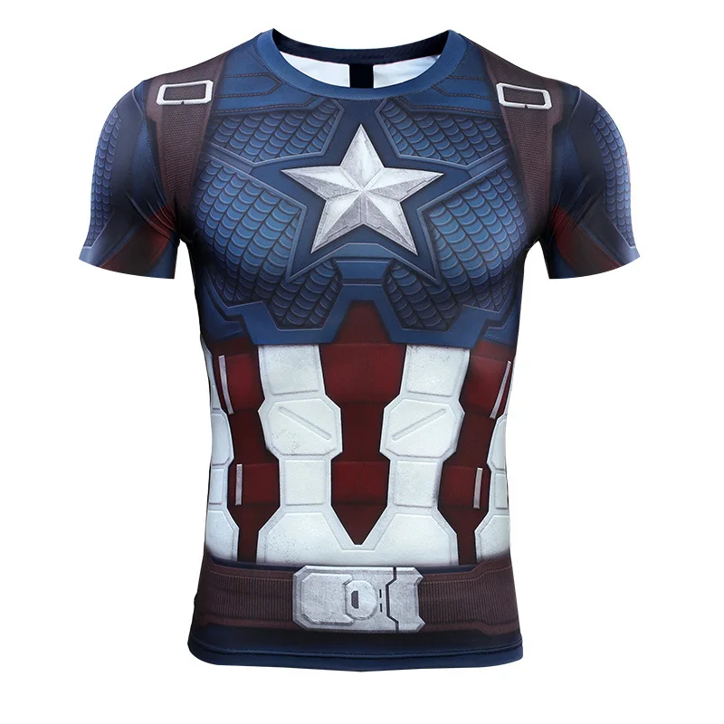 mixed Wholesale adults retail Spiderman IronMan CaptainAmerica Quick Dried Tight T-shirt Movie Hero Costume
