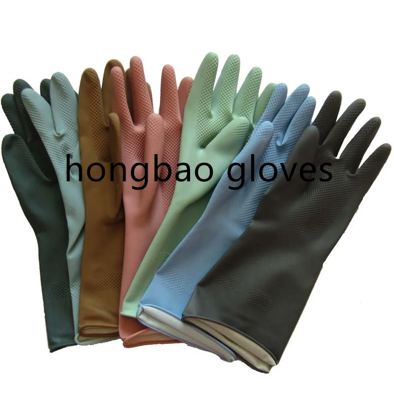 33cm korea 93g L pink  high quality kitchen waterproof gloves  rubber washing hand  glove household cleaning  latex gloves