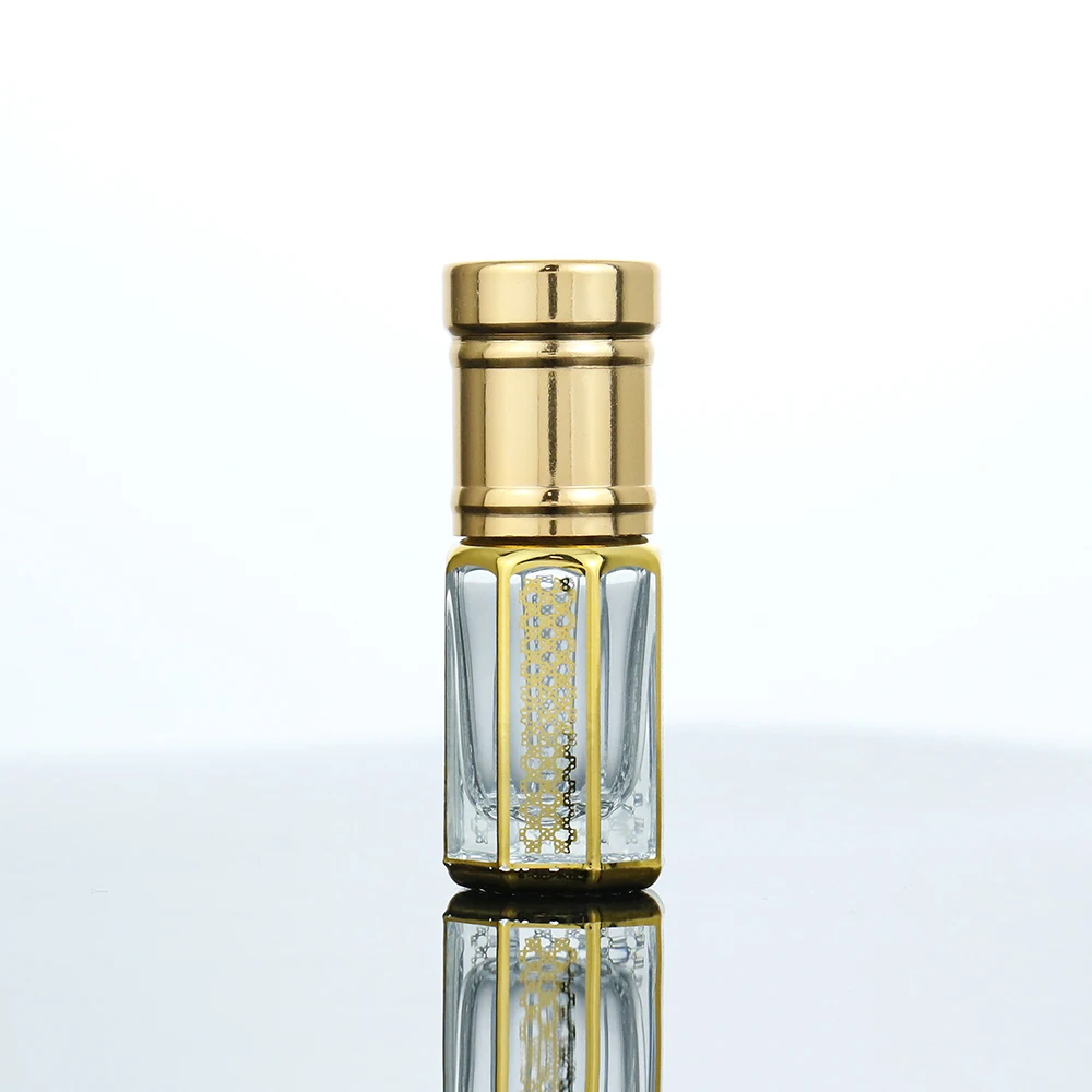 Custom Luxury Arabian 3ml 6ml 12ml Fancy Perfume Bottle Empty Oud Attar Oil Bottle with Glass Rod Essential Oil roller Bottle
