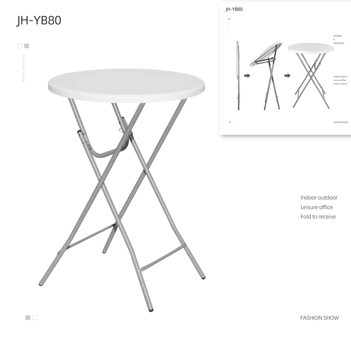 Dia 80cm round plastic high bar foldable party cocktail table