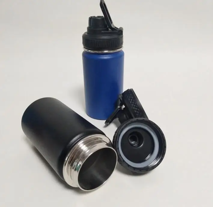 Wide Mouth 12 oz Stainless Steel Sports Water Bottle,  stainless steel Double Wall Vacuum Insulated hermos Flask with Spout Lid