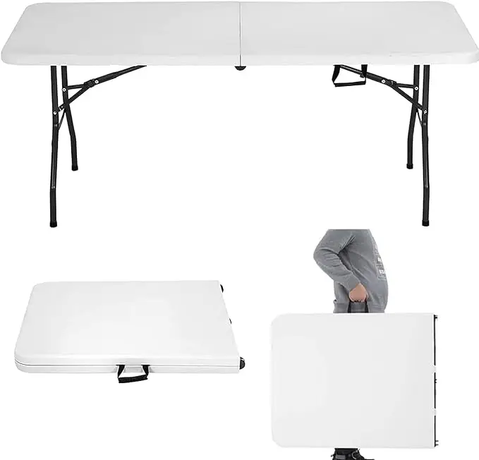 High Quality 8-10people Garden Party Rental 6ft 8ft Plastic White Folding Table and Chairs Set for events