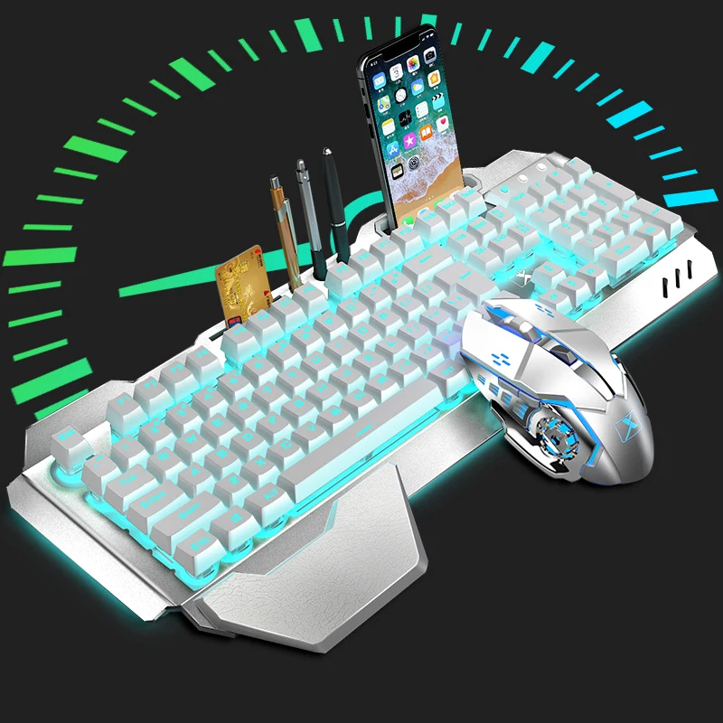 Комплект механической клавиатуры и мыши с цветной RGB подсветкой