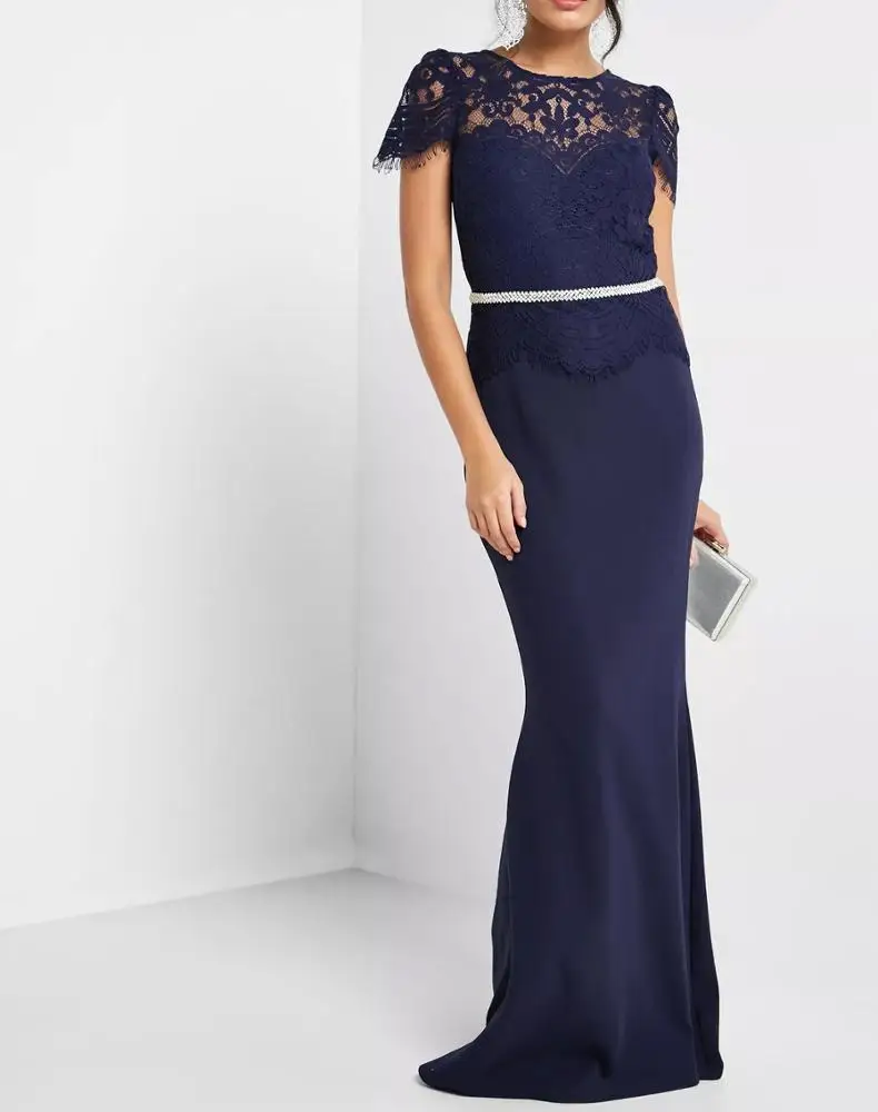 Fightail Evening Dress Women Embroidered Navy New 2023 Summer Evening / Formal Dresses Short Floral Pattern Trumpet Mermaid