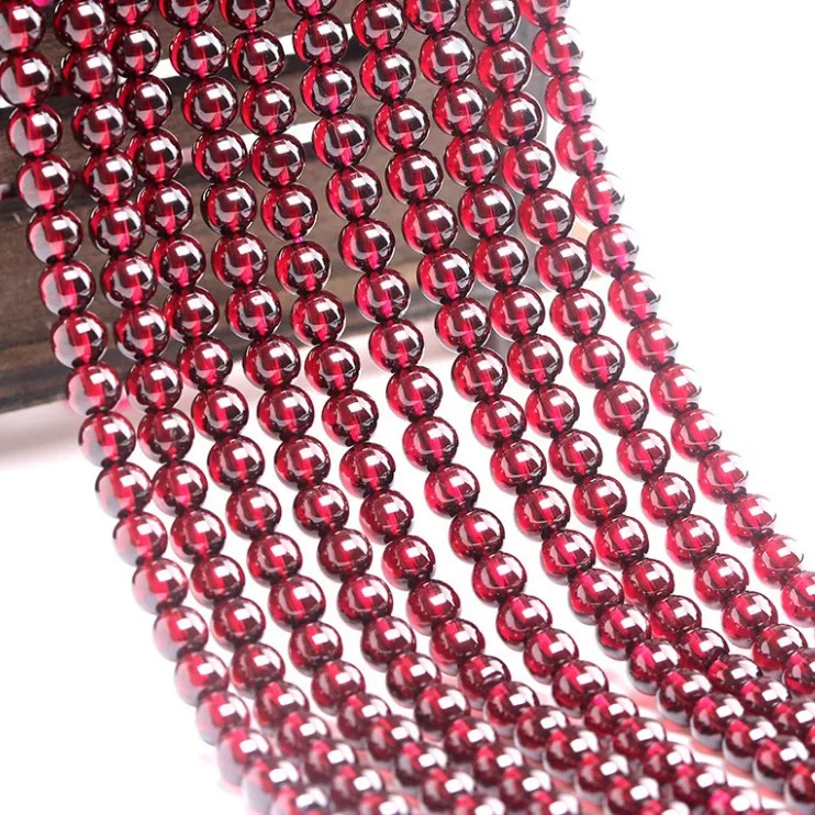 High Quality Unique Natural Garnet Beads Round Wine Red Semi-precious Stones For Jewelry Making