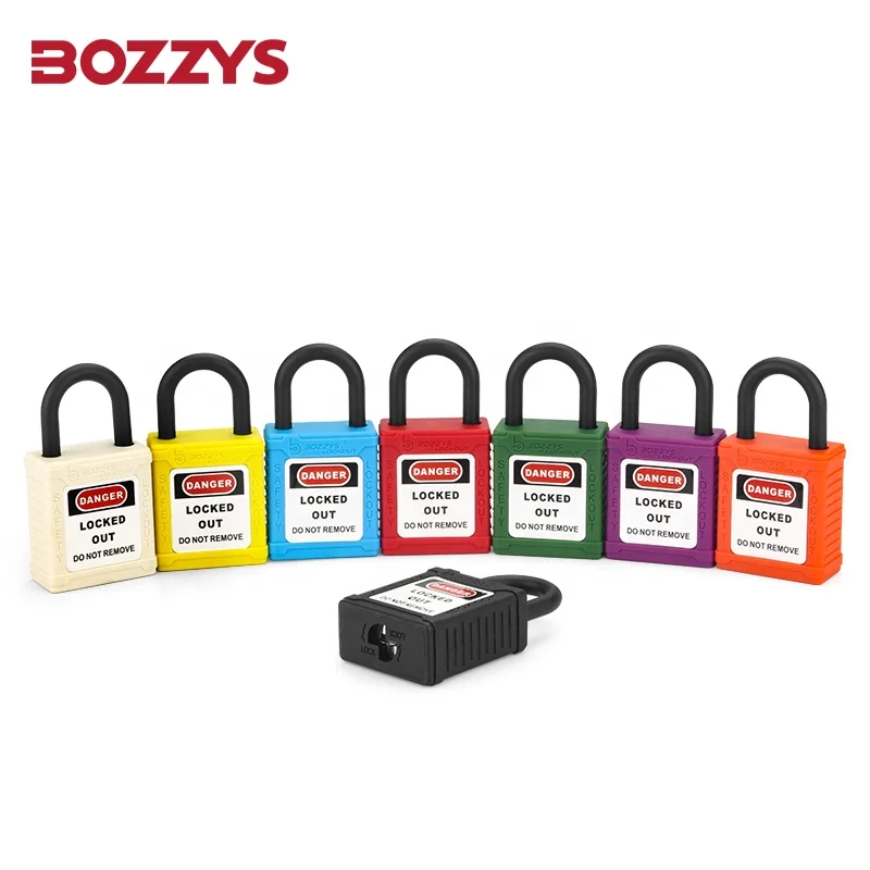 BOZZYS Nylon Purple Lockout Tagout Padlocks with 25*6.2mm Shackle for Industrial Lockout-tagout use on Conductive Areas