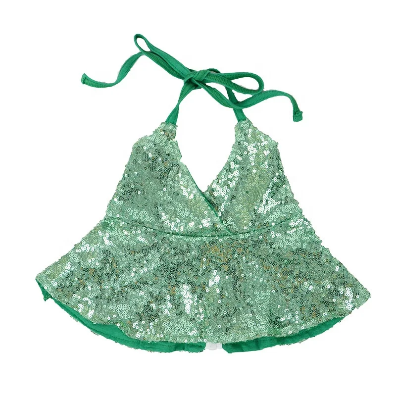 Летняя повседневная детская футболка R1 с принтом для девочек, детский жилет для девочек, детские топы на молнии с блестками и воротником-халтером