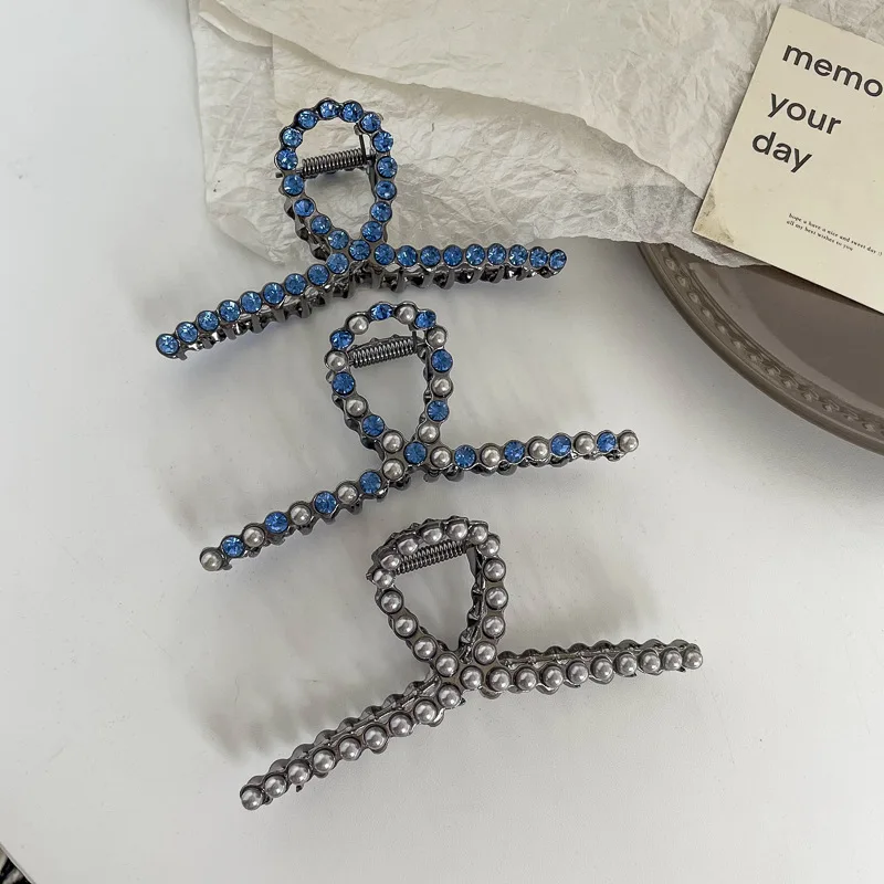 Fashion Headwear 11cm Rhinestone metal Hair Claw Clips for Women thick Hair Accessories