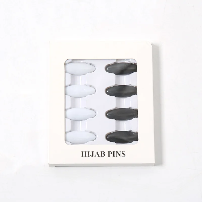 8pcs Plastic Muslim Hijab Pin Scarf Women Brooch Clips Mixed Color Black White Clothing Accessories Wholesale