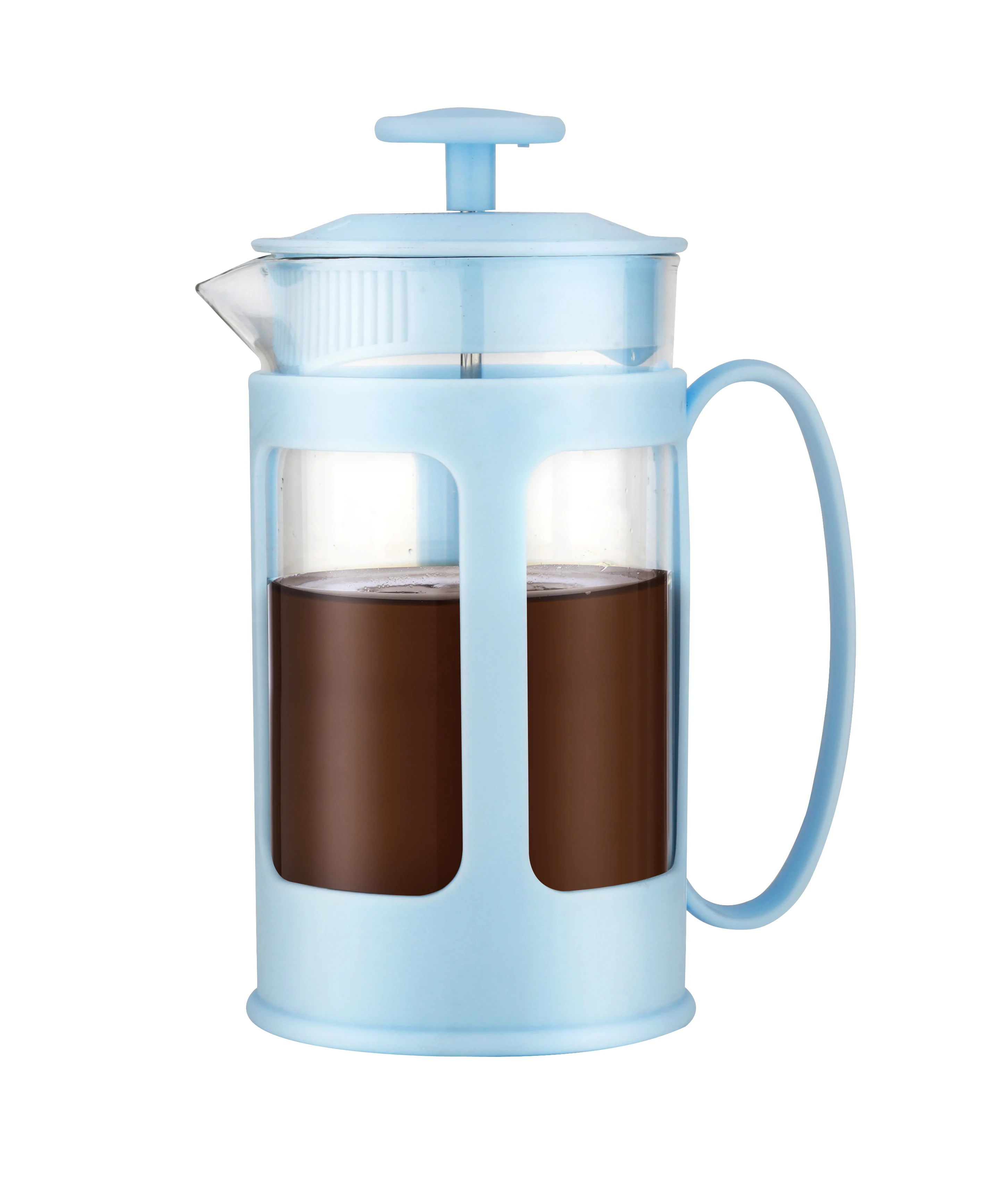 French Press Coffee And Tea Maker Boronsilicon Glass Coffee Press Stainless Steel Filter Durable And Heat Resistant   Blue