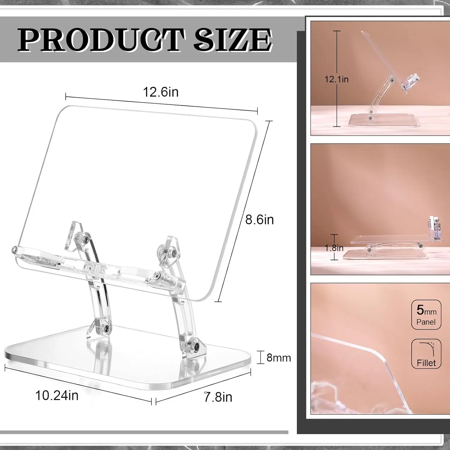Adjustable Acrylic Book Stand for Reading