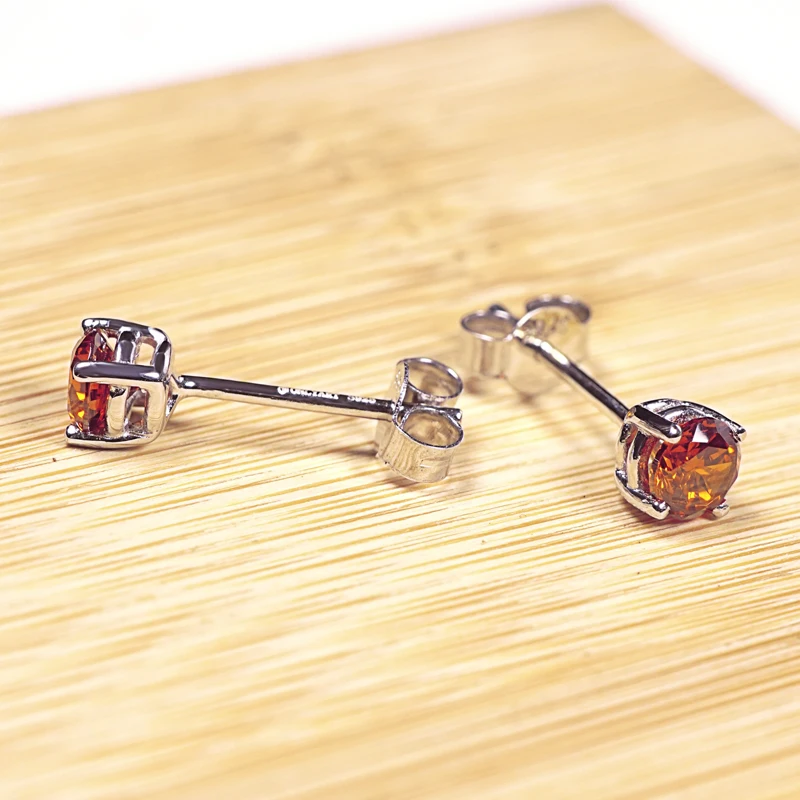 pierced red fashionable zircon quality Korean style small Sterling Silver 925 cz Gemstone Earrings Studs jewelry for women