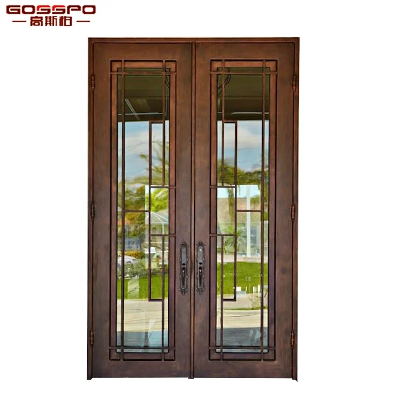 XS12-049 Exterior finished house model iron glass door insert