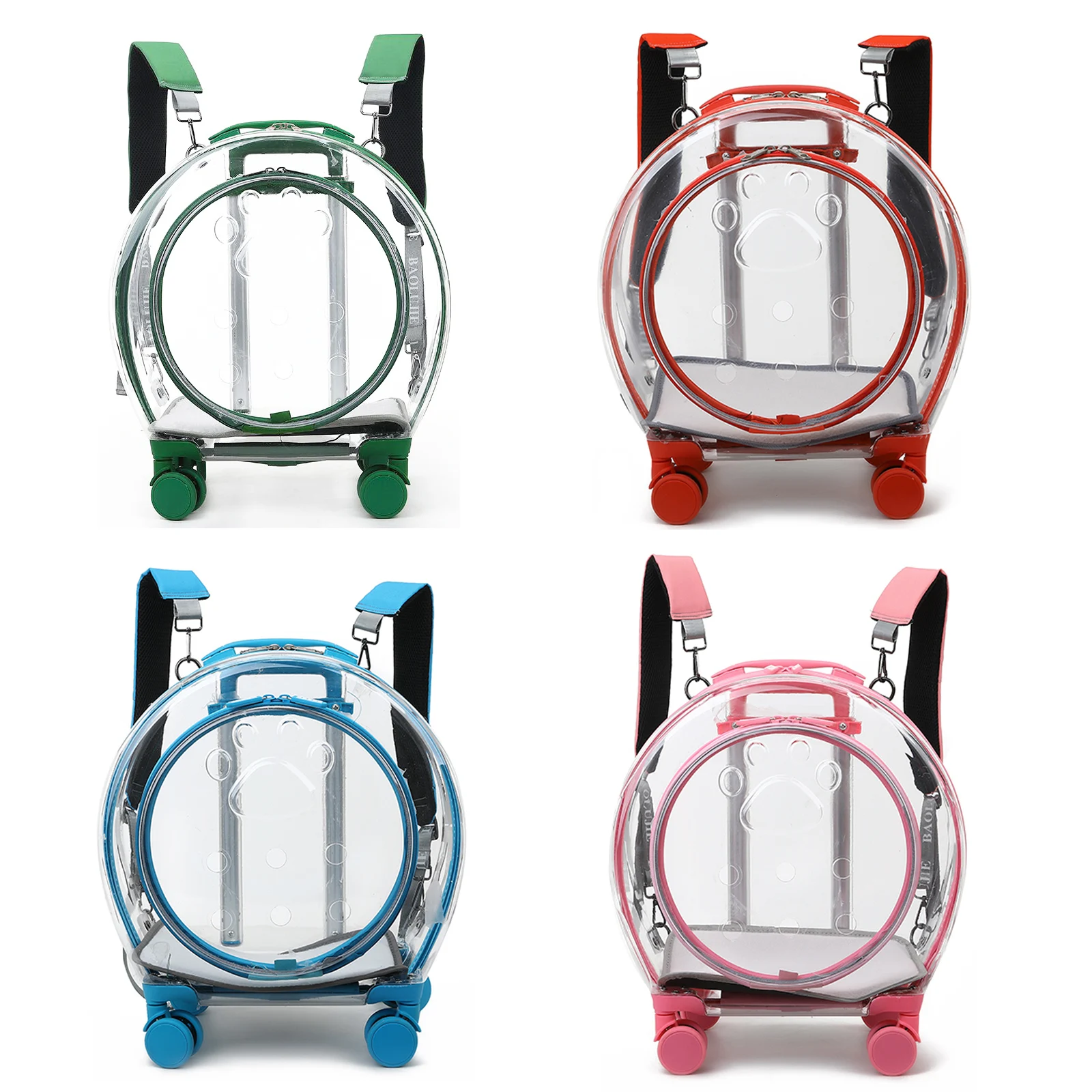 2024 pet trolly backpack mesh fabric backpack for pet  travel