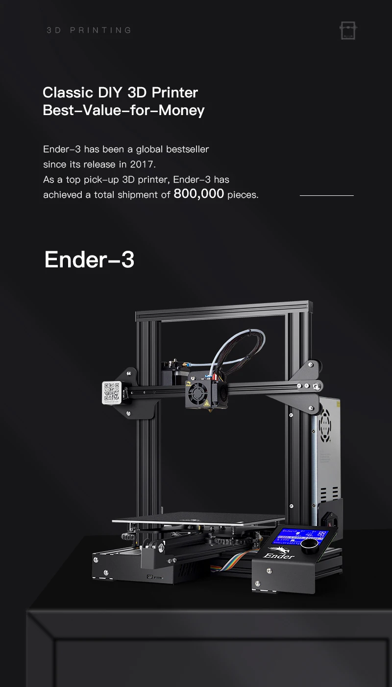 Ender 3 3D Printer Aluminum DIY With Resume Print